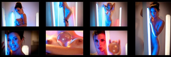 This is a seven photo collage of the Explicite Art nude model Anouck.