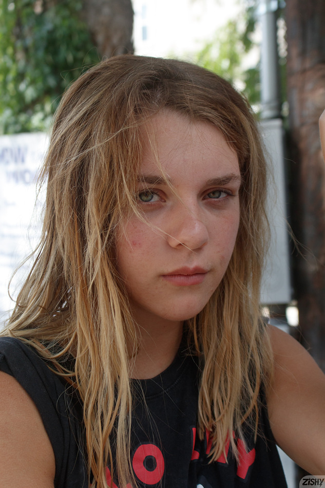 Head shot of pretty adult actress Gabby Carter without makeup.See Gabby Carter at Zishy.